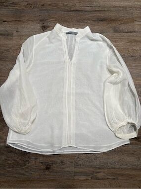 MARELLA Sheer White Open-Front Blouse